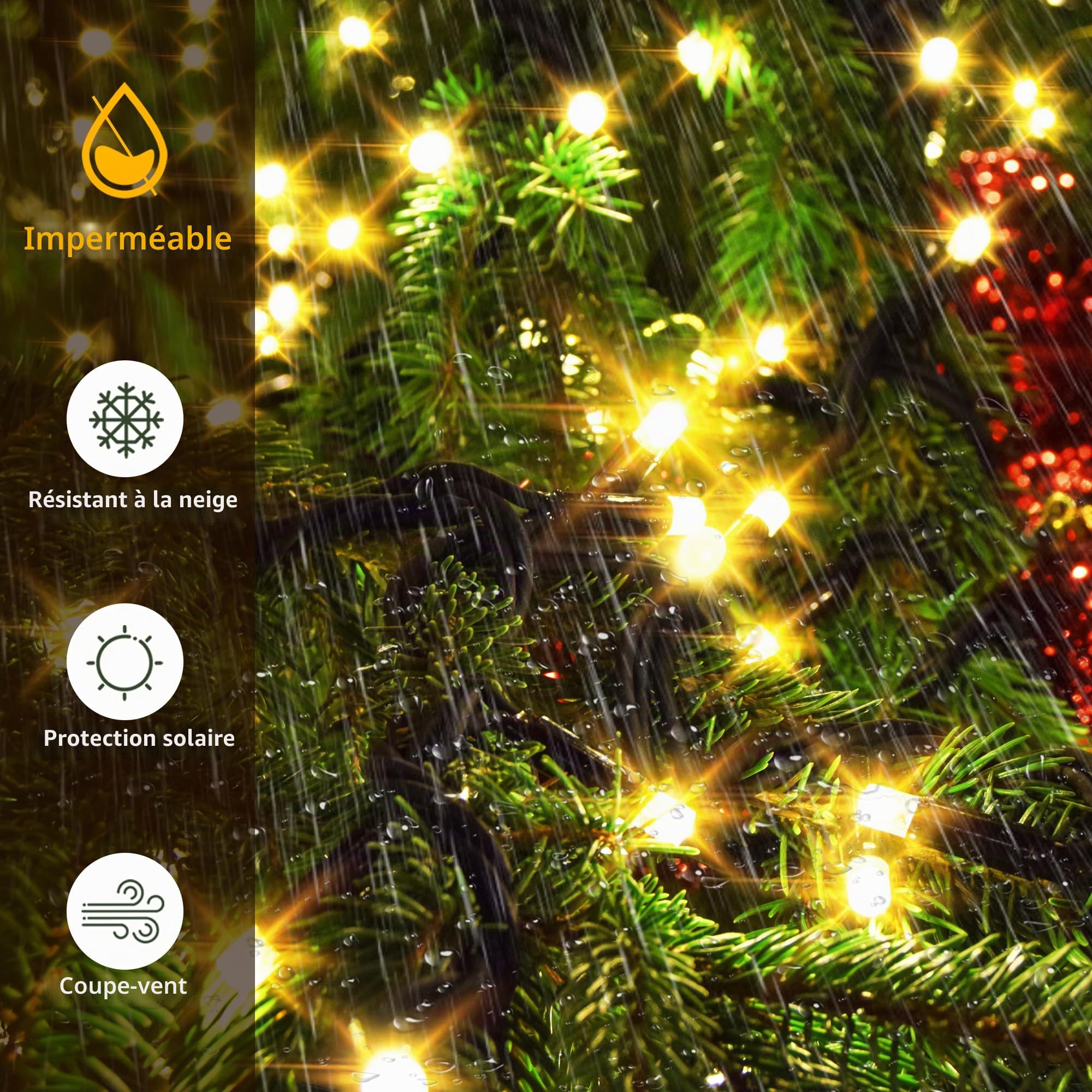 GYLEFY Guirlande Lumineuse Sapin de NoëL, 3M *16 Branche 480LED-Blanc Chaud | Guirlande Lumineuse Extérieure en PVC, avec 8 Modes d'Éclairage et une Minuterie, Idéale pour Décorer le Sapin de Noël