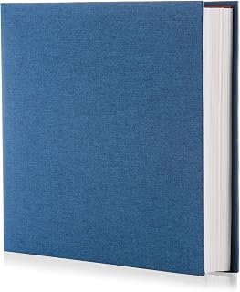 Blue Photo Album Self Adhesive Scrapbook Album for 4×6 Photos/Pictures DIY Linen Cover Album 15 Sheets/30 Blank Pages for Family Wedding, Birthday, Christmas, Anniversary