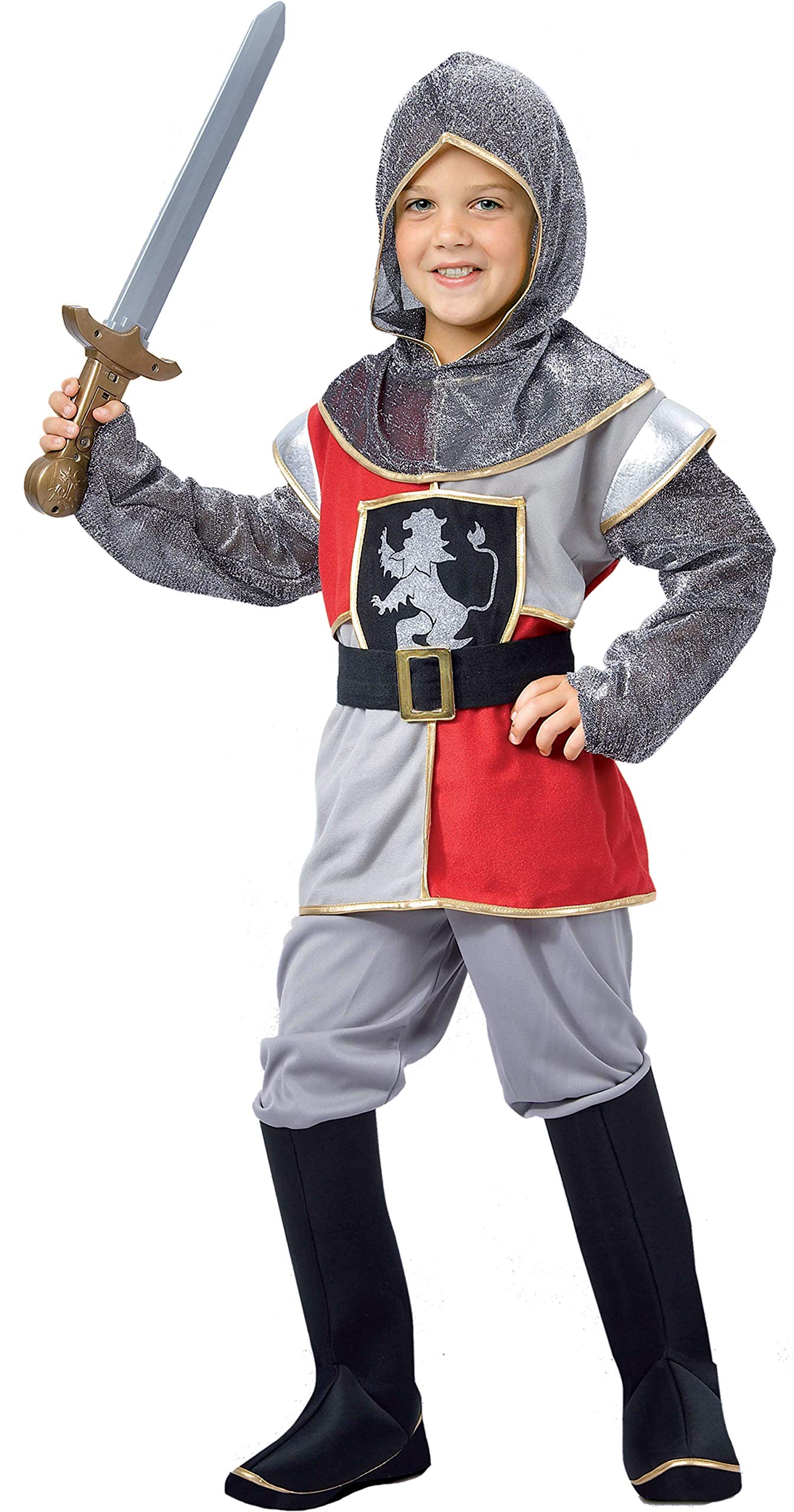 Ciao - Medieval Knight Child Costume (Size 4-6 Years), Grey, Red, 18150.4-6