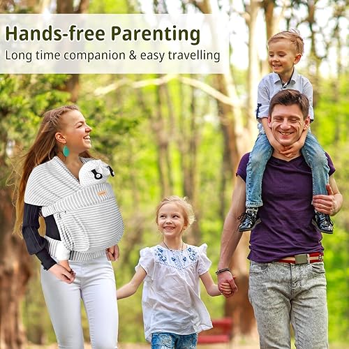 Miniatura 6 de CUBY Portabebés, agradable a la piel y suave frente de algodón para recién nacidos, talla única para niños recién nacidos, manos libres, envoltorio