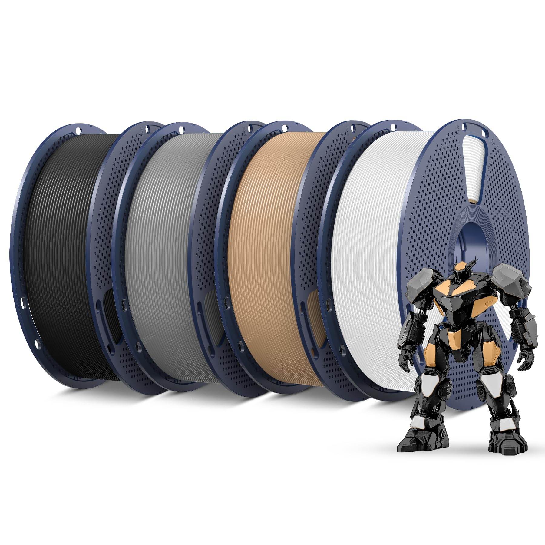 SUNLU - Lote de 4 filamentos PETG de 1,75 mm, 4 kg, menos cuerda y buena adherencia de las capas, envasados individualmente al vacío, filamento para impresora 3D, 4 kg, 1 kg por bobina, 4 colores
