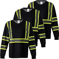 Vista 14 de ProtectX Camisetas de seguridad reflectantes de manga larga resistentes para hombre, de alta visibilidad para construcción, clase 2-3 tipo R