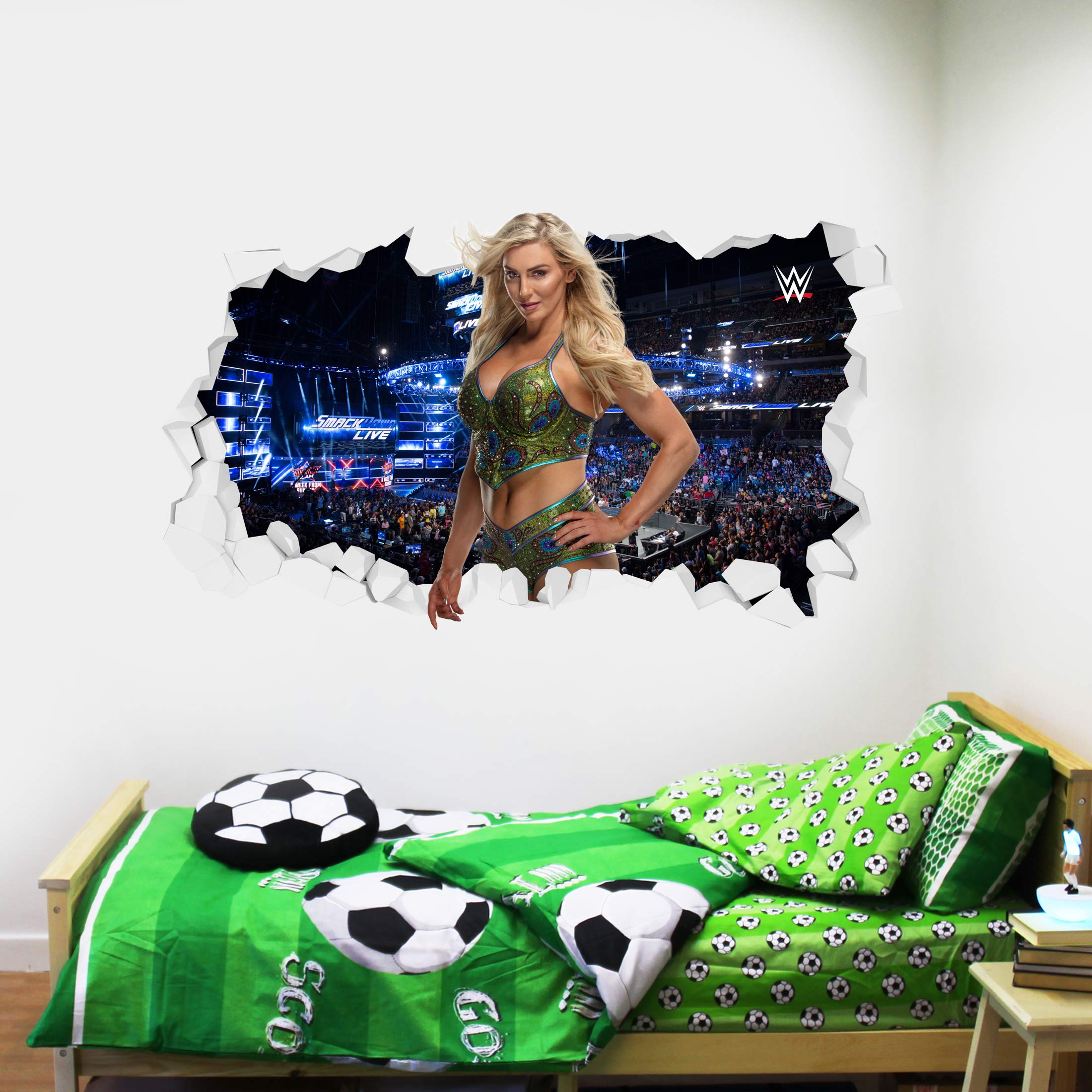Beautiful Game Wwe Wall Decal - Charlotte Flair Smashed Vinyl Sticker Decal Kids Mural Art Wrestling (90Cm)