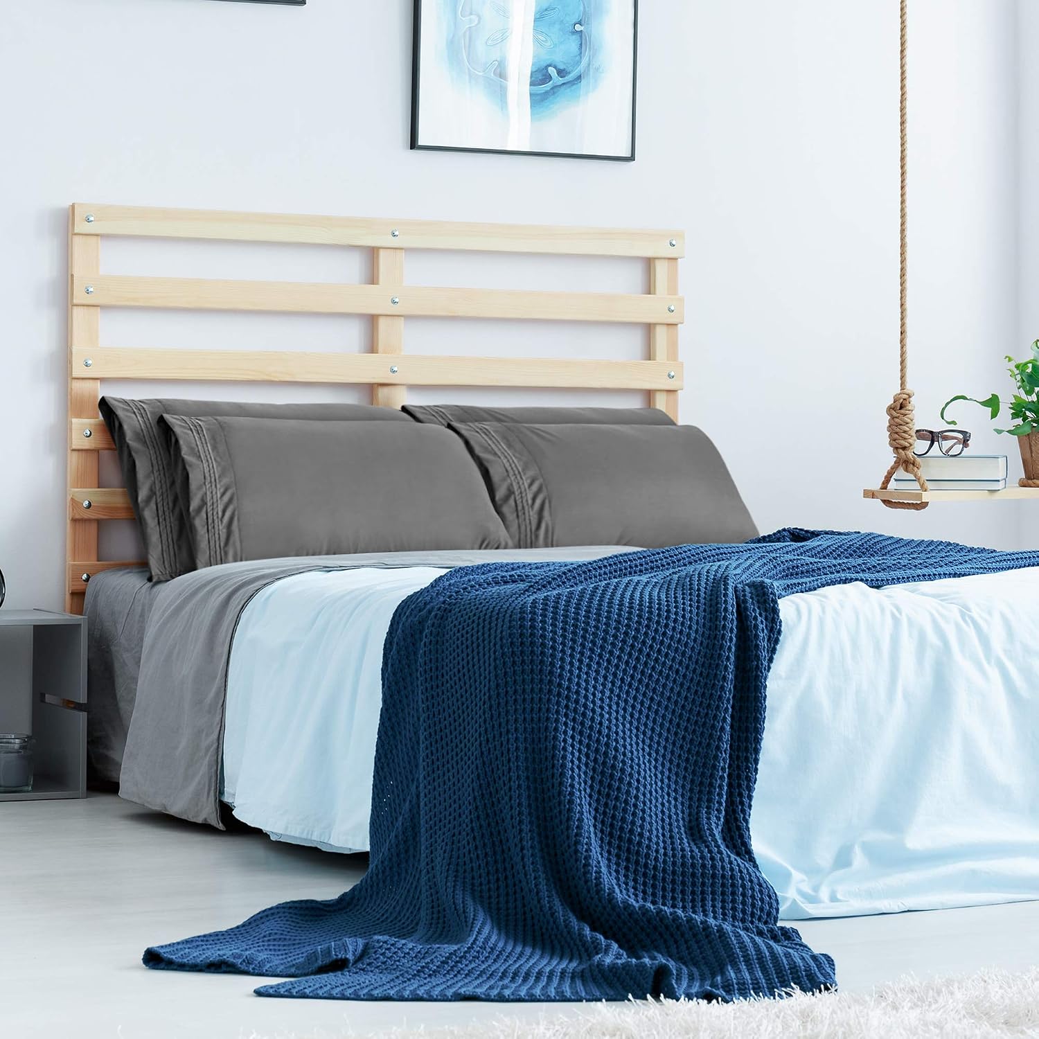 Utopia Bedding Embroidery Pillowcases - Pack of 4 - Soft Brushed Microfiber Fabric - Wrinkle, Shrinkage and Fade Resistant Pillow Covers (Queen, Grey)