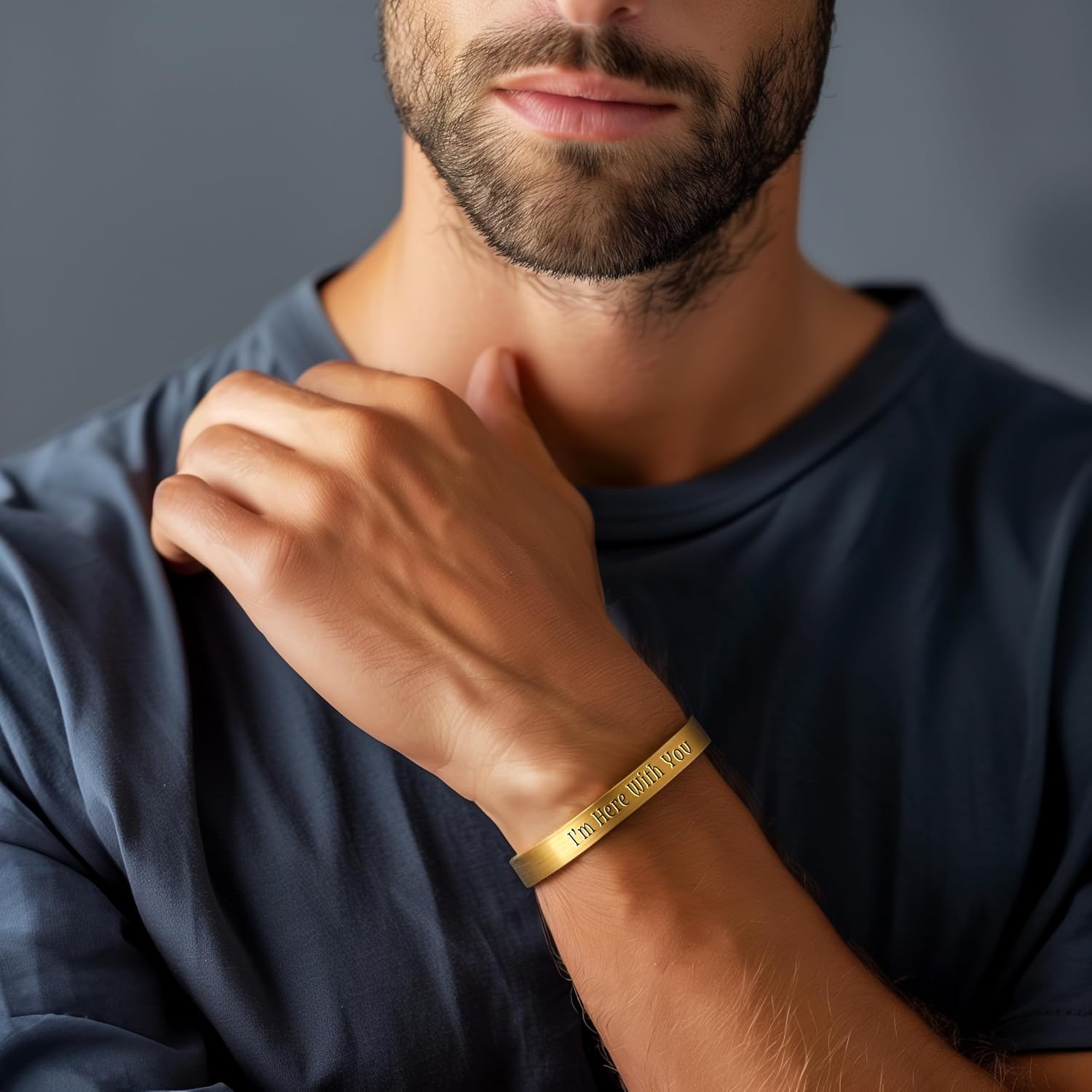 Men's Open Cuff Bracelet - Personalized Design - Engraved Text Style - Custom Gift - Elegant Accessory