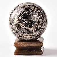 Vista 117 de AMOYSTONE Bola de aventurina azul Natural Cuarzo Cuarzo Cristal Esfera Piedra Bola con Base de Madera