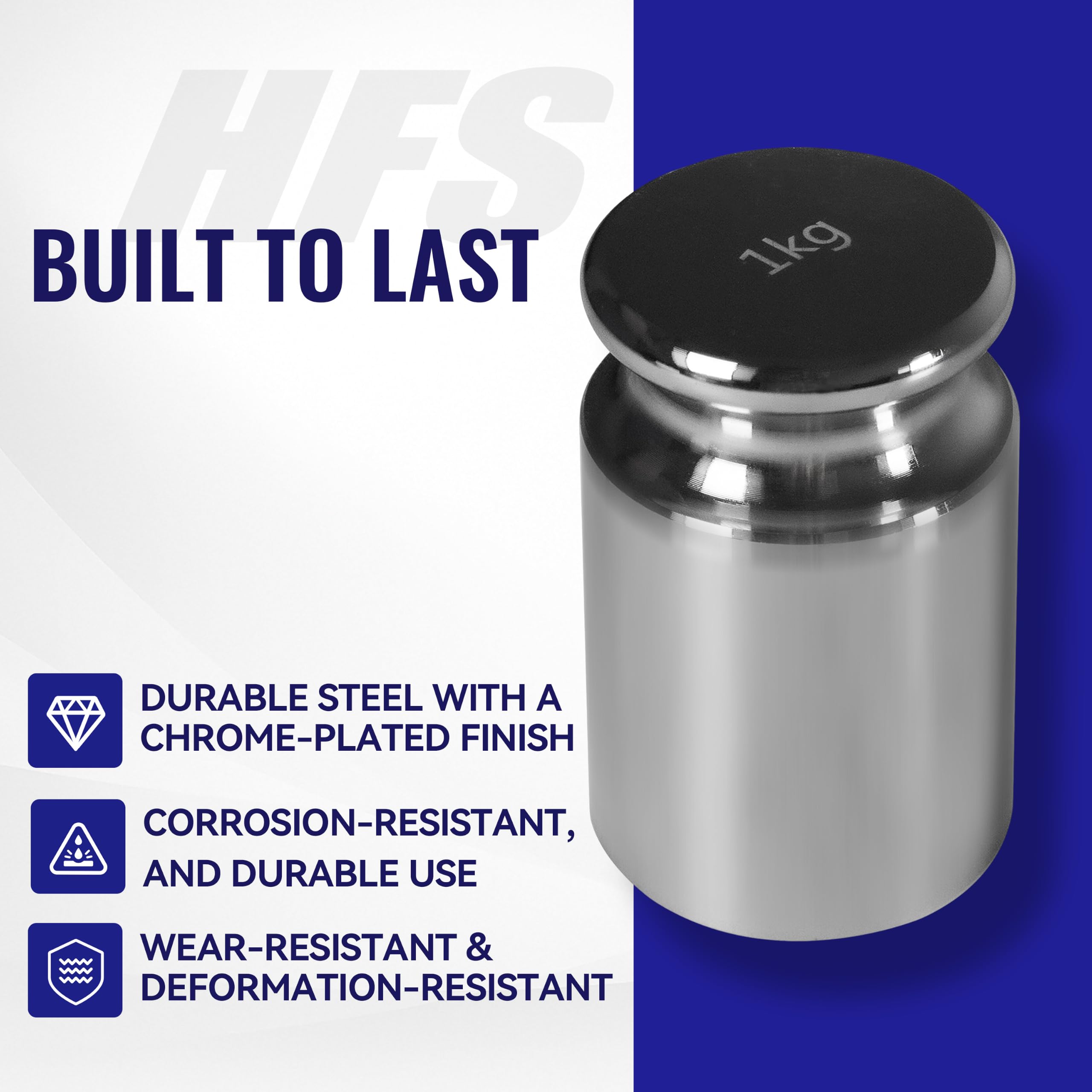 HFS(R) Calibration Weight 1000 Gram M2 Class Chrome Scale Balance Calibration Weight for Digital Scale, Pocket Scale 1KG