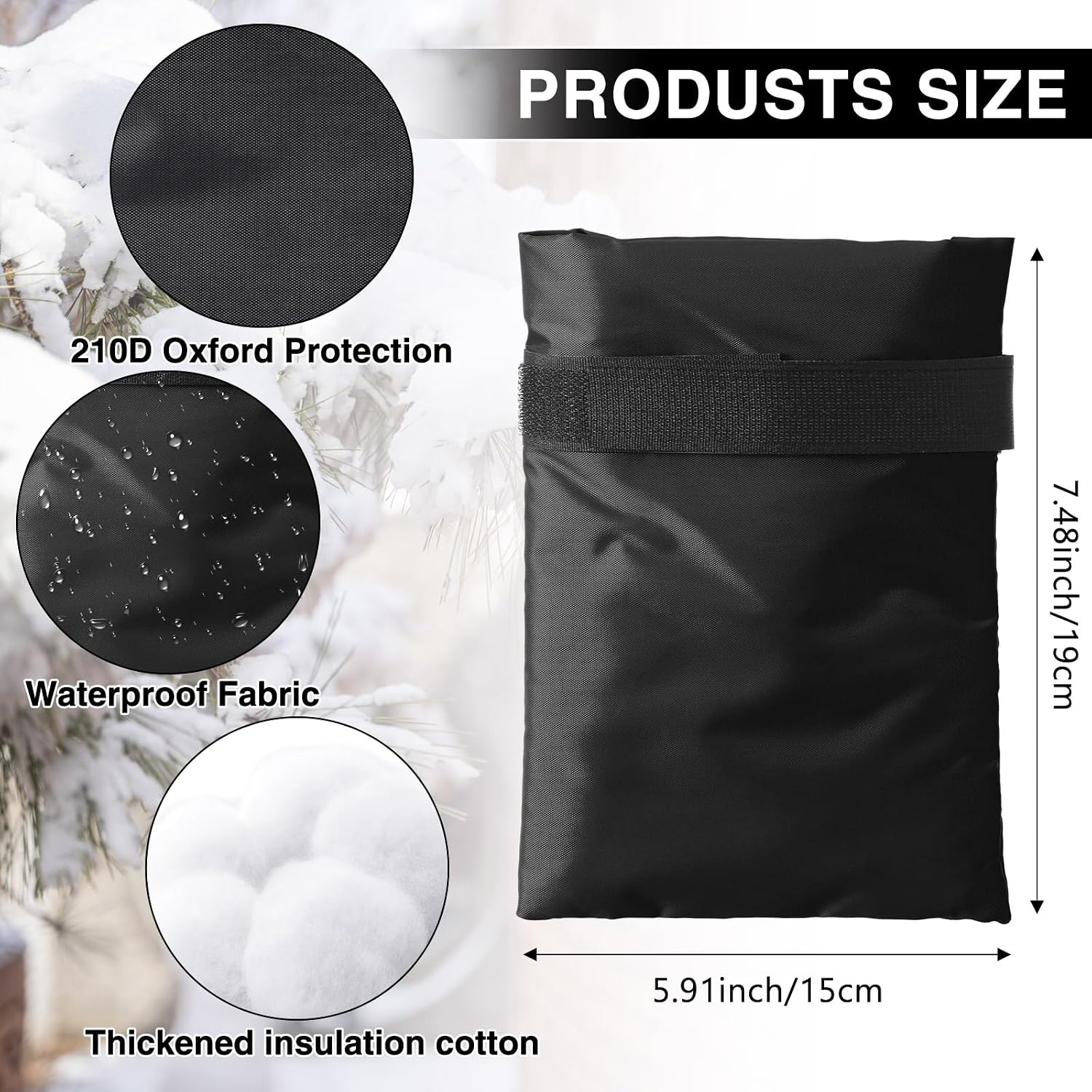 2 PACK Outdoor Faucet Cover Socks for Winter Freeze Protection Thickened Outside Garden Faucet Socks 5.9" W x 7.5" H (Black) image 2