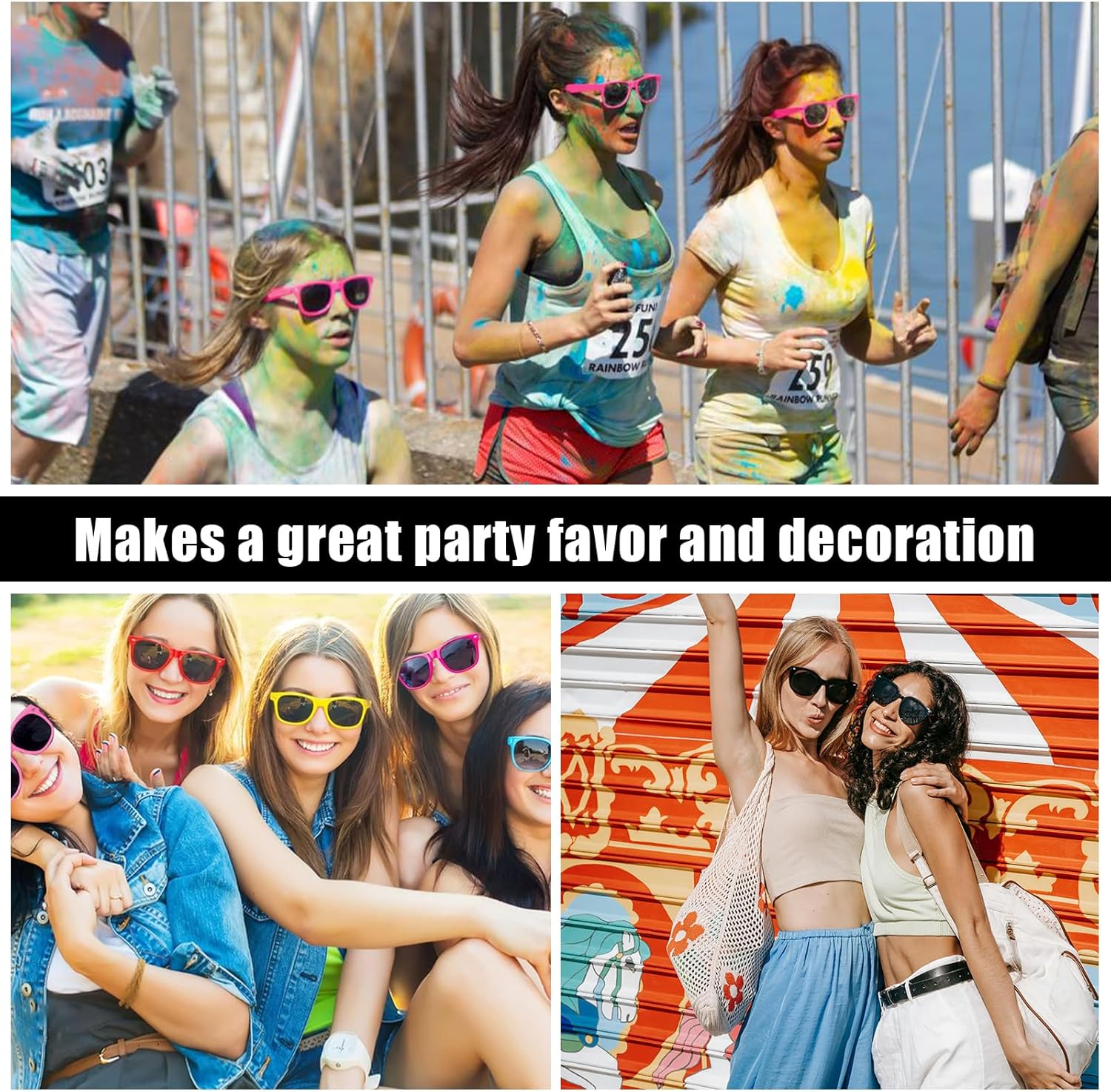 100 Pairs Bulk Black Sunglasses for Men Women Retro 70s 90s Adult Cheap Glasses (100Black) - Image 6