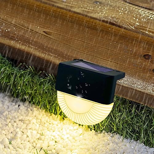 Miniatura 8 de 4 Pcs Black Solar Fence Lights Outdoor Wall Lamps Energy-Saving LED for Garden Patio Deck Step Lighting