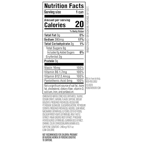 Vista 47 de Rockstar Bebida energética Pure Zero, naranja mandarina, lata de 16 onzas