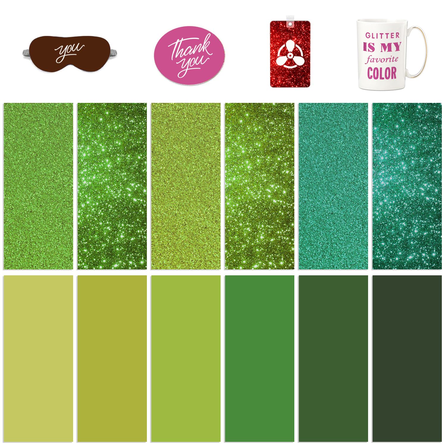 Heat Press Transfer Ink Sheets, 12 Pack Solid + Glitter Sublimation Paper — image 1