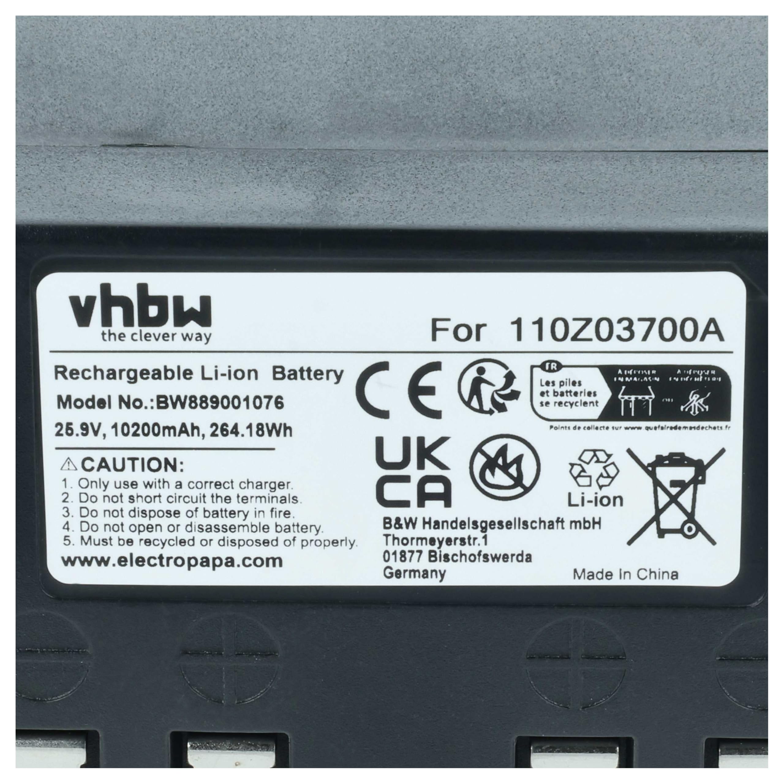 vhbw Zamiennik baterii do Stiga 110Z03700A, typ B do kosiarki robotycznej (10,2 Ah, 25,9 V, litowo-jonowa)