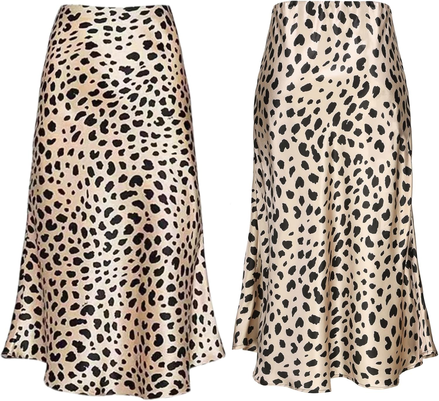 Mist Azur Women Silky Satin Side Split Skirt High Waist Elastic Elegant A Line Midi Skirts for Women