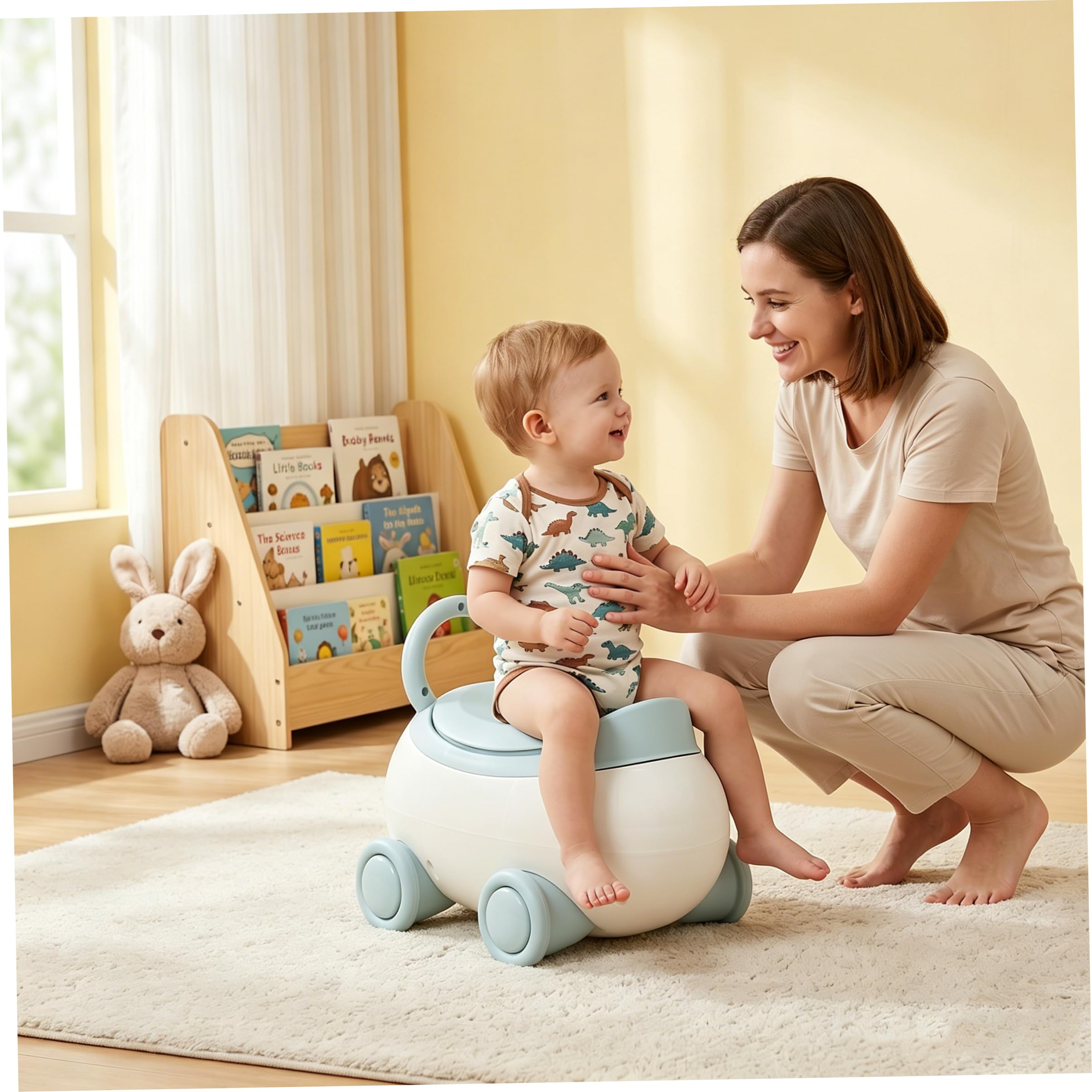Kleinkind-Töpfchen, Baby-Töpfchen-Trainingstoilette aus Kunststoff mit herausnehmbarem Inneneimer und Spritzschutz, niedliches Cartoon-Schlachtauto, blau;1
