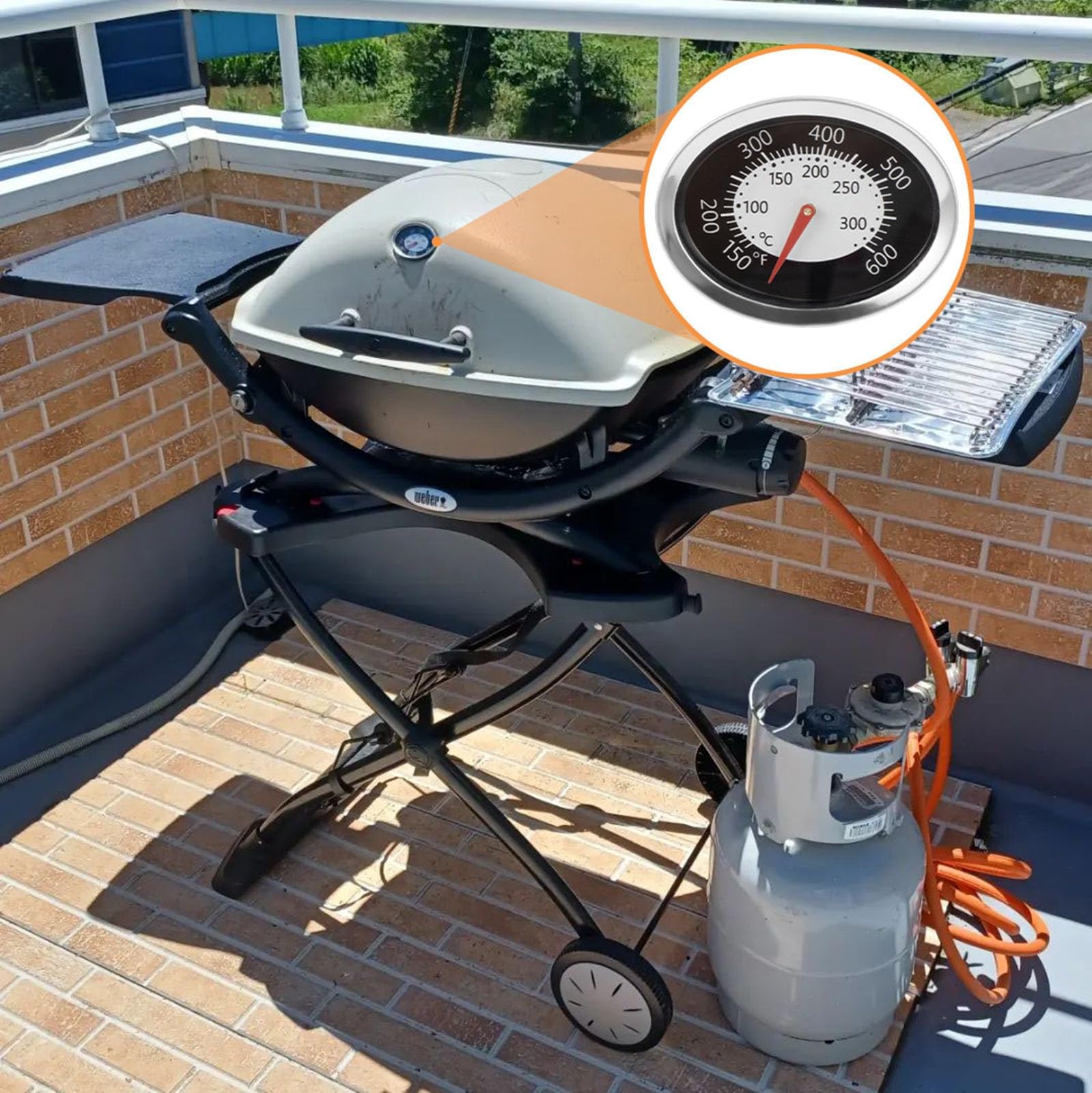 60070 Indicatore di temperatura per Weber Q Termometro Ricambio Q1200 Q2200 Q120 Q220 Parti, Ovale Q Termometro Parti Termostato Ovale per Weber Q Temp Gauge Q1200 Accessori Grill, 1 PC