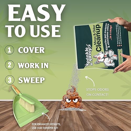 Miniatura 3 de Sprinkle  Sweep - Limpieza desordenada de accidentes de mascotas Elimina olores fuertes limpia fácilmente orina vómito diarrea y derrames domésticos