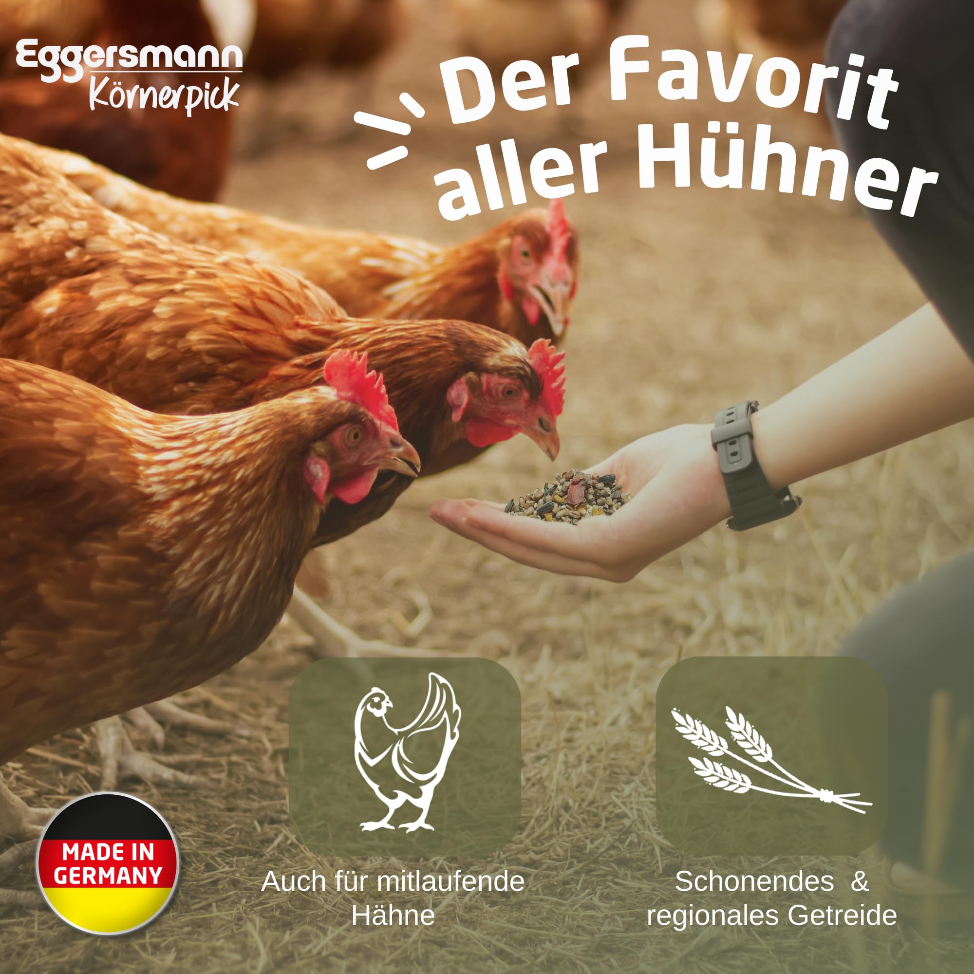 Eggersmann Körnerpick 25 kg Hühnerfutter - Struktur Körnermix Oregano - Hühner Körnerfutter Basic Geflügelfutter - Premium Körnermischung für Hühner Gänse und Enten