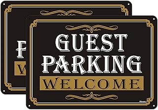Welcome Guest Parking Signs 14"x 10" Visitor Parking Signs Metal Parking Signs Customer Parking Only Sings Reflective Rust Aluminum UV Protected Waterproof Outdoor Use Fade Resistant 2 Pack