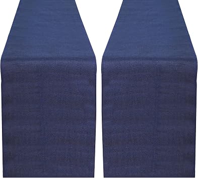 RAJRANG Jute Table Runner Long Burlap Roll Fabric for Party Dining Room Kitchen Wedding Fall Decoration Blue Depths, L-108 X W-12