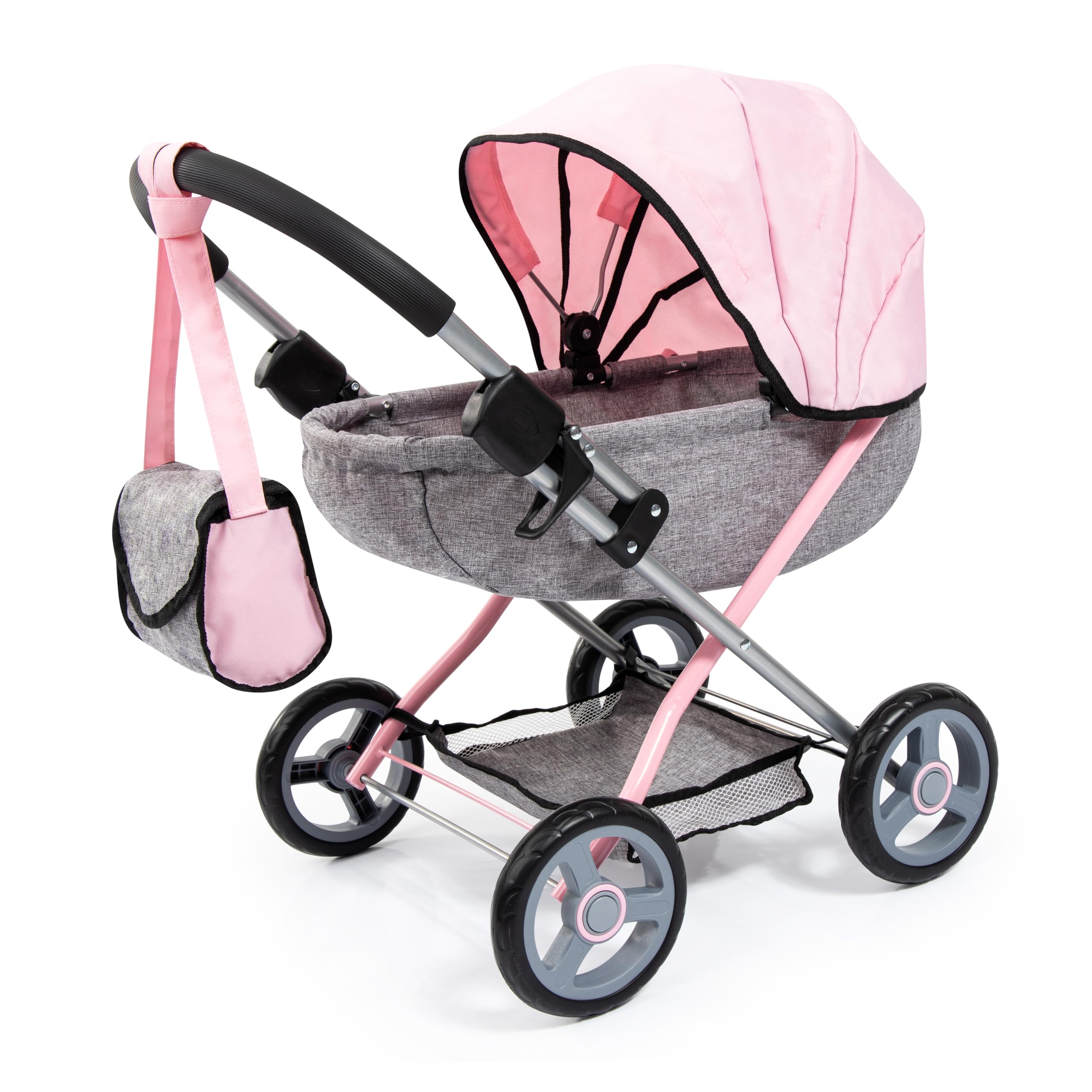 Bayer Design 12733AB Puppenwagen Cosy, faltbar, mit Puppe 36 cm, Decke, Kissen, Tasche, Flasche und Schnuller