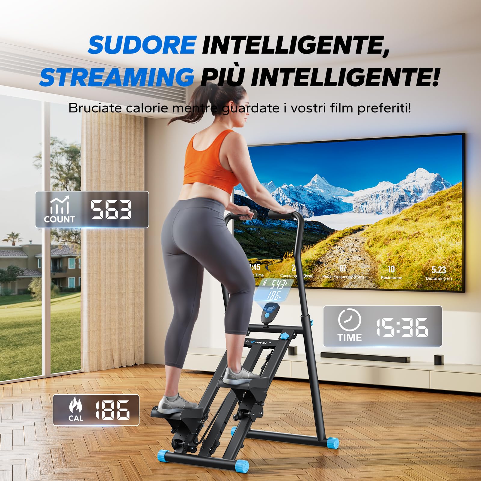 MERACH Stepper Fitness,2025 Stair Stepper Pro,Stairmaster per la Casa con Resistenza Regolabile a 3 Livelli,Pieghevole per Macchine Cardio Verticali con 3 Altezze Regolabili Per la Casa e l'ufficio