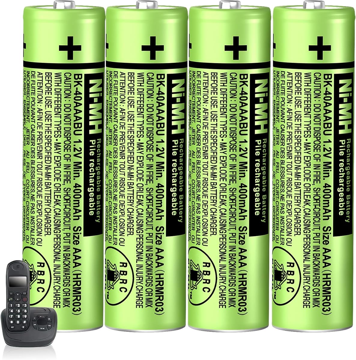 NIMH AAA Rechargeable Batteries 1.2V 400mah for Panasonic Phones | BK-40AAABU 4-Pack NIMH AAA Battery for Cordless Telephone,Remote Controls,Electronics