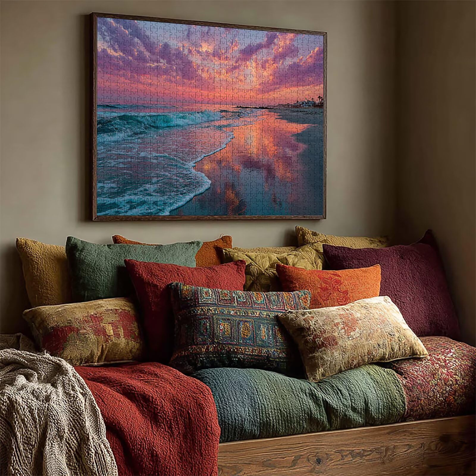 Puzzle 2000 elementów dla dorosłych, fale, drewniane puzzle, 99 x 71 cm, części ściśle do siebie pasują, dla mężczyzn kobiet starszych seniorów, relaks i odstresowanie, prezenty, dekoracja ścienna