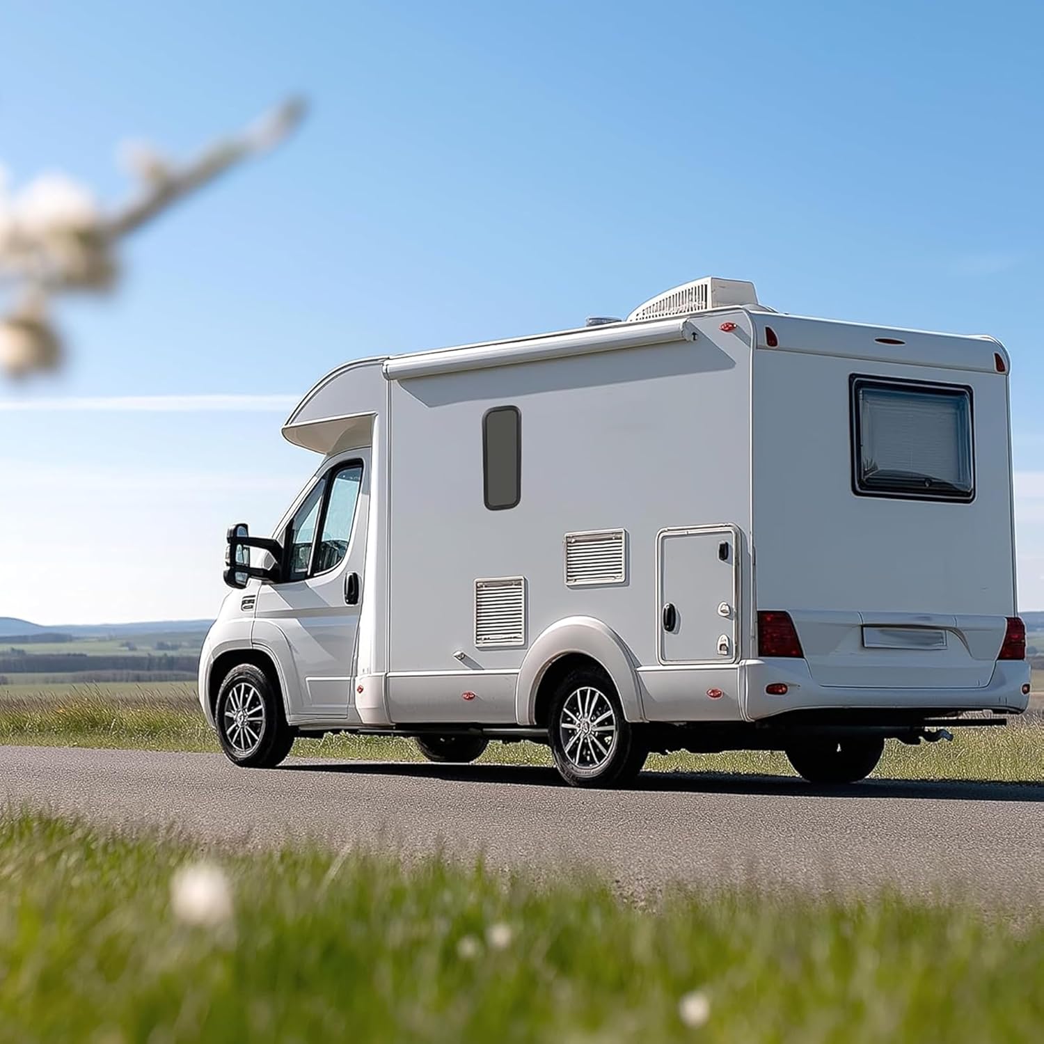 12" W x 35" H RV Entry Entrance Door Window w/Trim Ring Compatible with Universal RV Parts Dark Glass Aluminium+Tempered Glass+Plastic+Rubber Powder Coated