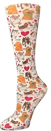 Cutieful Therapeutic Sheer 8-15 mmHg Compression Hosiery - Dog Pawty