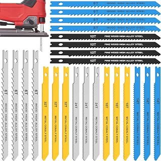 U-Shank Jig Saw Blade Set High Carbon Steel Assorted Saw Blades Sharp Fast Cut Down Jigsaw Blade for Wood Metal Plastic Cutting (24Pcs)