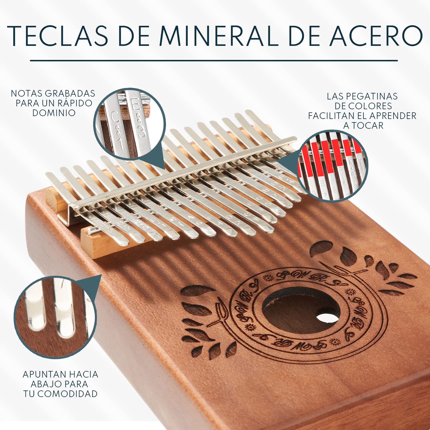 El piano de pulgar de 17 teclas UNOKKI Kalimba, una mbira de caoba de primera calidad, liviana y duradera en color marrón chocolate, es un regalo de bienestar y reducción del estrés para todos.