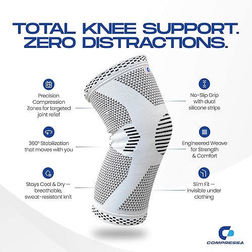 Miniatura 2 de Compressa - Rodillera de compresión para mujeres y hombres, tirantes para el dolor, soporte antideslizante prémium para dolor articular,