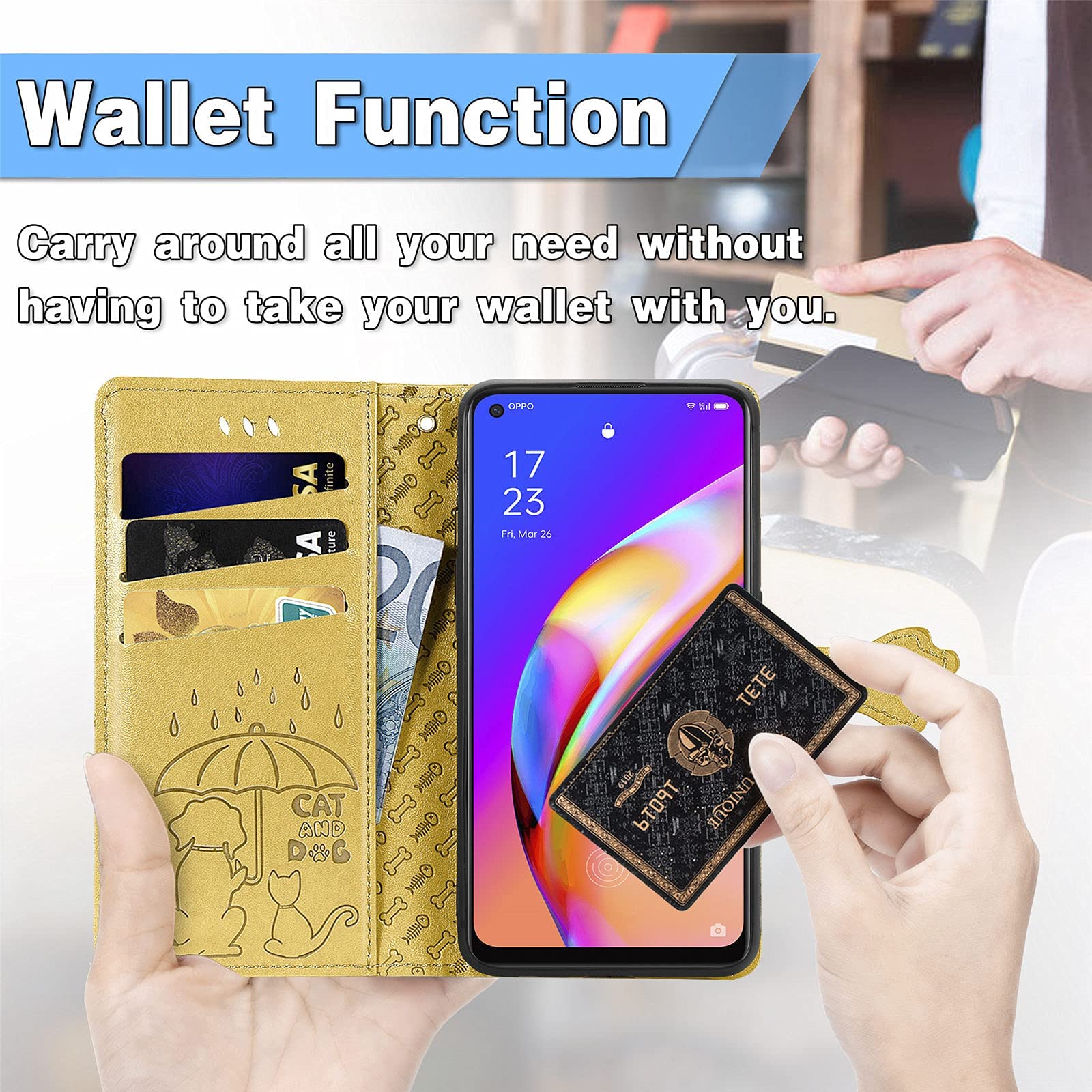 Oppo A96 GOKEN Cover Per Oppo A94 5G (Reno 5Z / Reno5 Z), Custodia Folio Traduttore Istantaneo Vocale - Foto 2