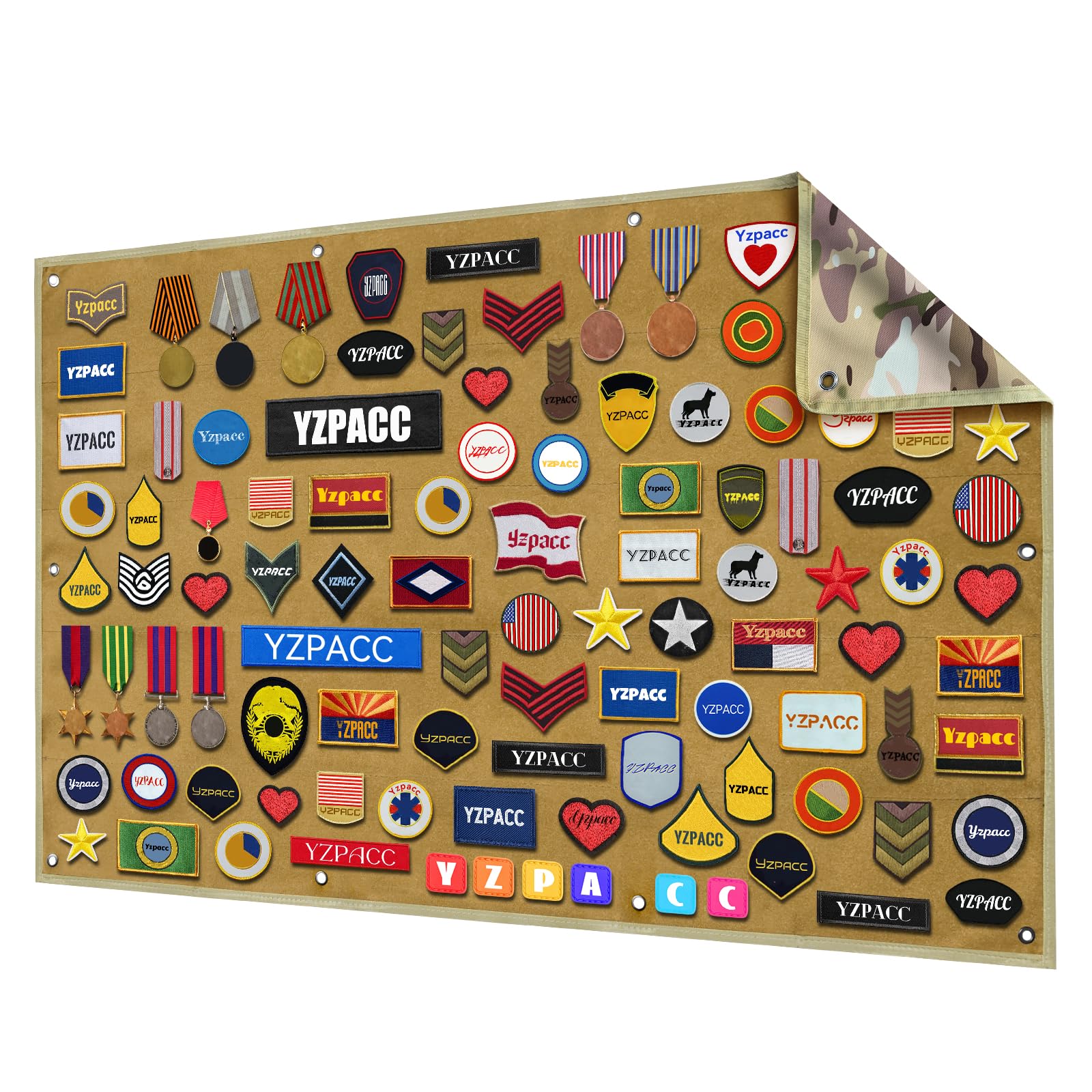 Organizador de parches militares CP Style para colgar en la pared del cuarto de equipo