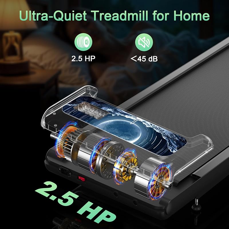Walking Treadmill Pad with 8% Incline, 4-in-1 Portable Walking Treadmill Under Desk with Handle bar, 265 lbs Capacity, App & Remote Control, Quiet Space Saving Design for Home Office image 3