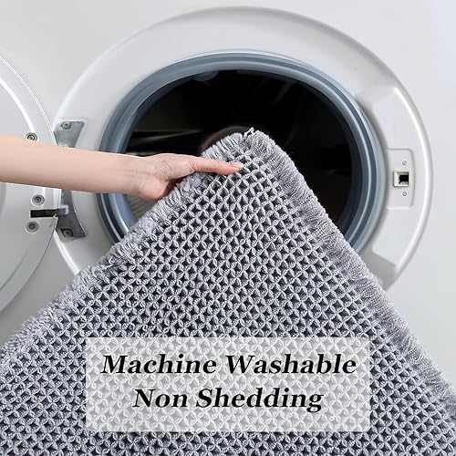 Miniatura 6 de Alfombra de baño antideslizante de 17 x 24 pulgadas con borlas, decoración de microfibra súper absorbente, para suelo de baño, lavable a máquina,