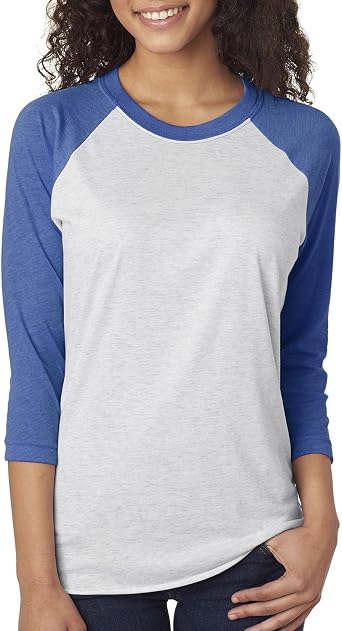 Next Level Unisex 3/4-Sleeve Raglan T-Shirt, Vintage Royal/HTHR Wht, X-Large