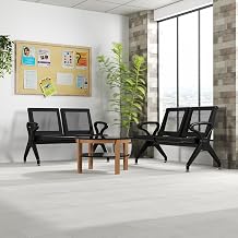 4 Seat Waiting Room Chairs - Waiting Room Bench with Arms Airport Reception Bench, Lobby Seating Office Chairs Waiting Area Chairs for Airport Business Hospital Market Black