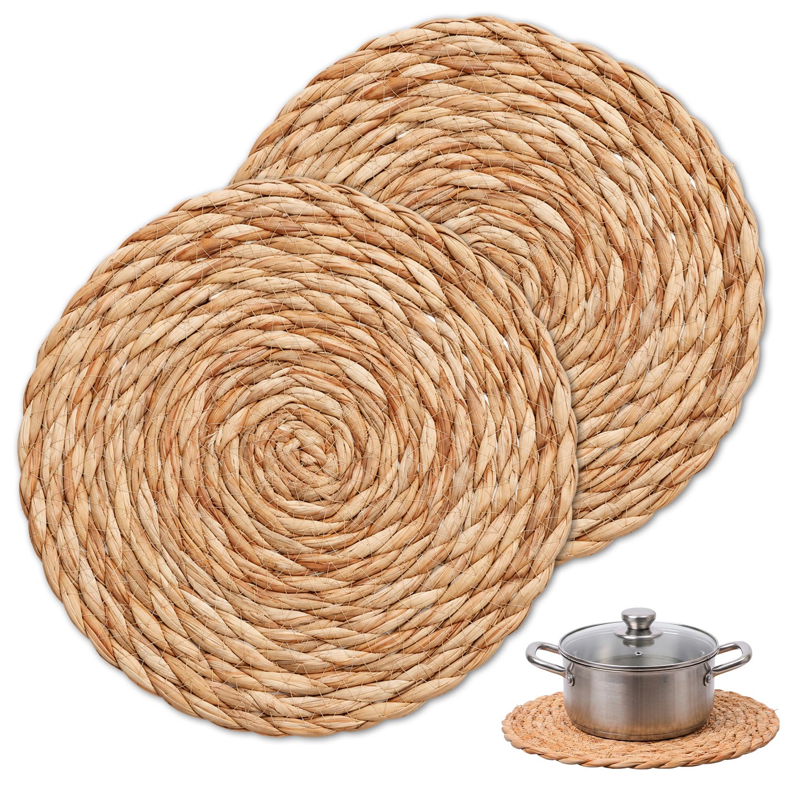 Shimmeroo 2PCS Hot Pads for Countertops,20cm Woven Hot Pan Mat Trivet Mats