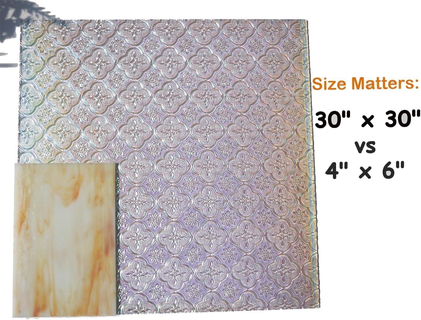 12 x 12 inch Iridescent Transparent Stained Glass Panels, Pack of 6 Textured Cathedral Glass Panels, Clear Glass Panels for Mosaic Art