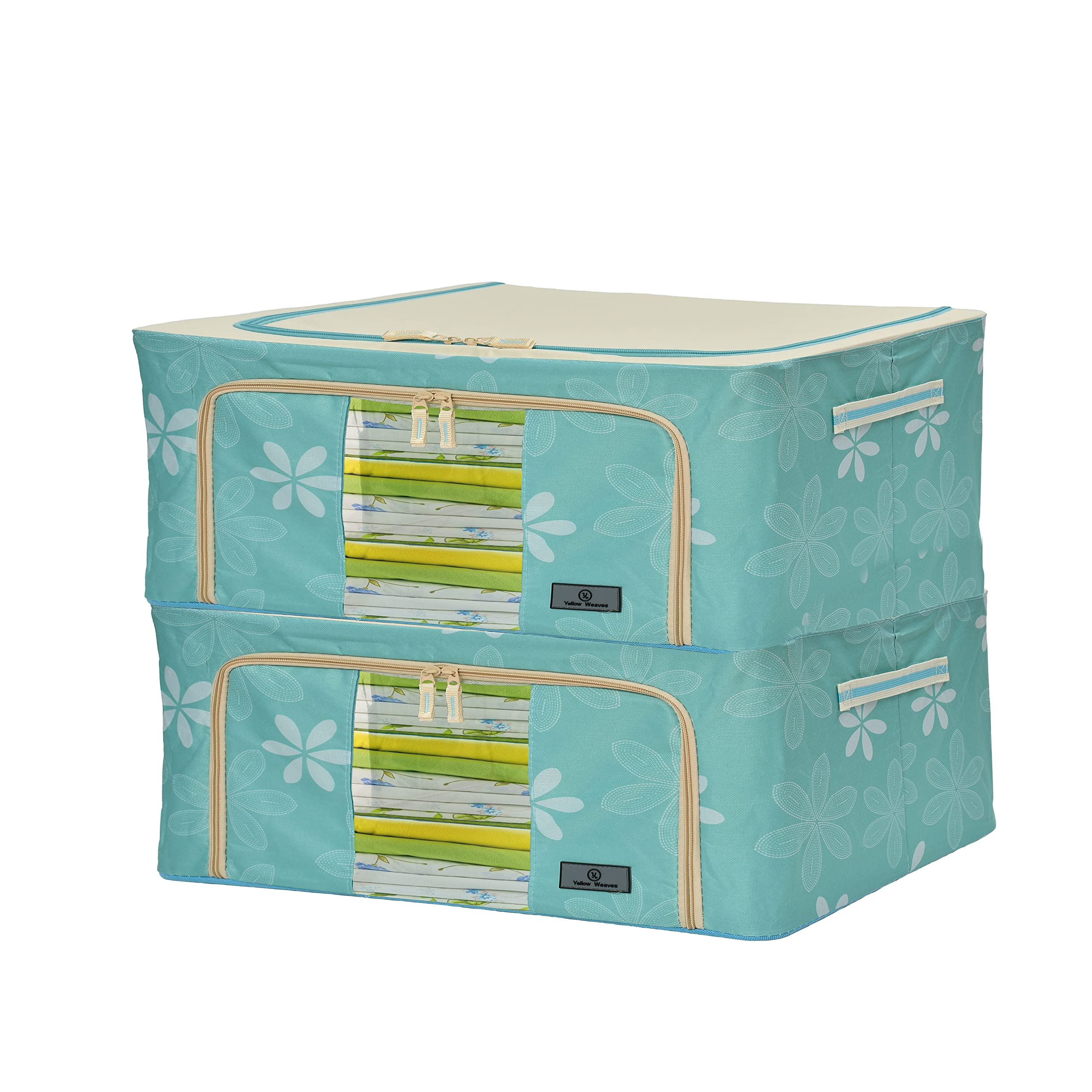 Yellow Weaves Foldable Cloth Storage Box/Wardrobe Organizer, 44 LTR, 2 pieces, Blue (B07R3WFP3V) Amazon Price History, Amazon Price Tracker