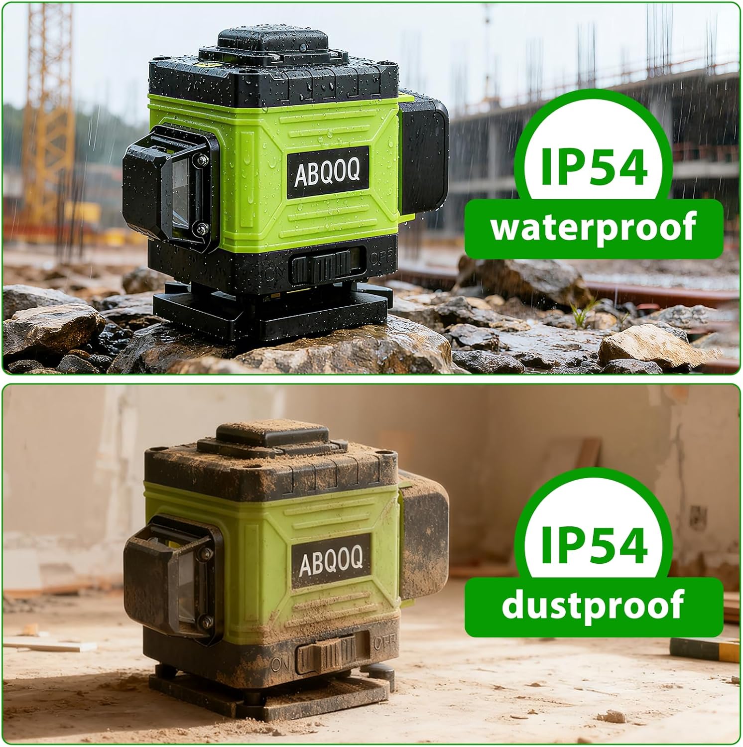 Laser Level - Laser Level 360 Self Leveling, 2D Lazer Leveler Tool Green Cross Line Laser Level for Picture Hanging, Ground Leveling, Measuring, Construction