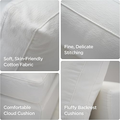 Miniatura 8 de Acanva Sofá modular en forma de L, sofá minimalista de combinación libre con cojín relleno de látex triturado y fundas extraíbles para sala de