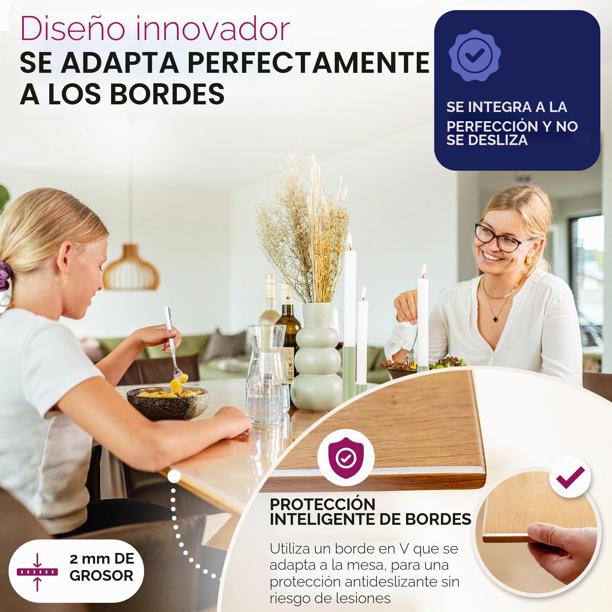 Película transparente de 2 mm + borde biselado, mantel transparente, protección de mesa, Made in Germany, dimensiones personalizadas, se puede seleccionar el tamaño (Ancho 70 cm x Longitud 120 cm)