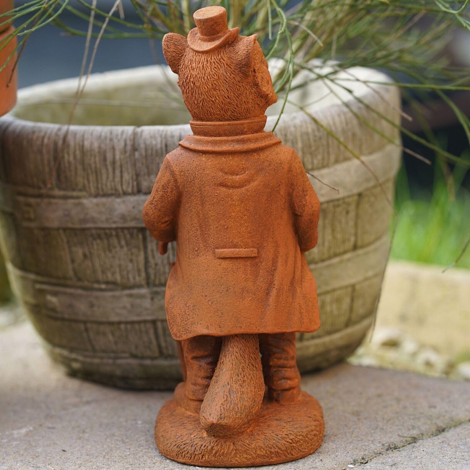 Escultura de jardín de hierro fundido Mr Fox | Adorno de estatua de viento al aire libre en los sauces