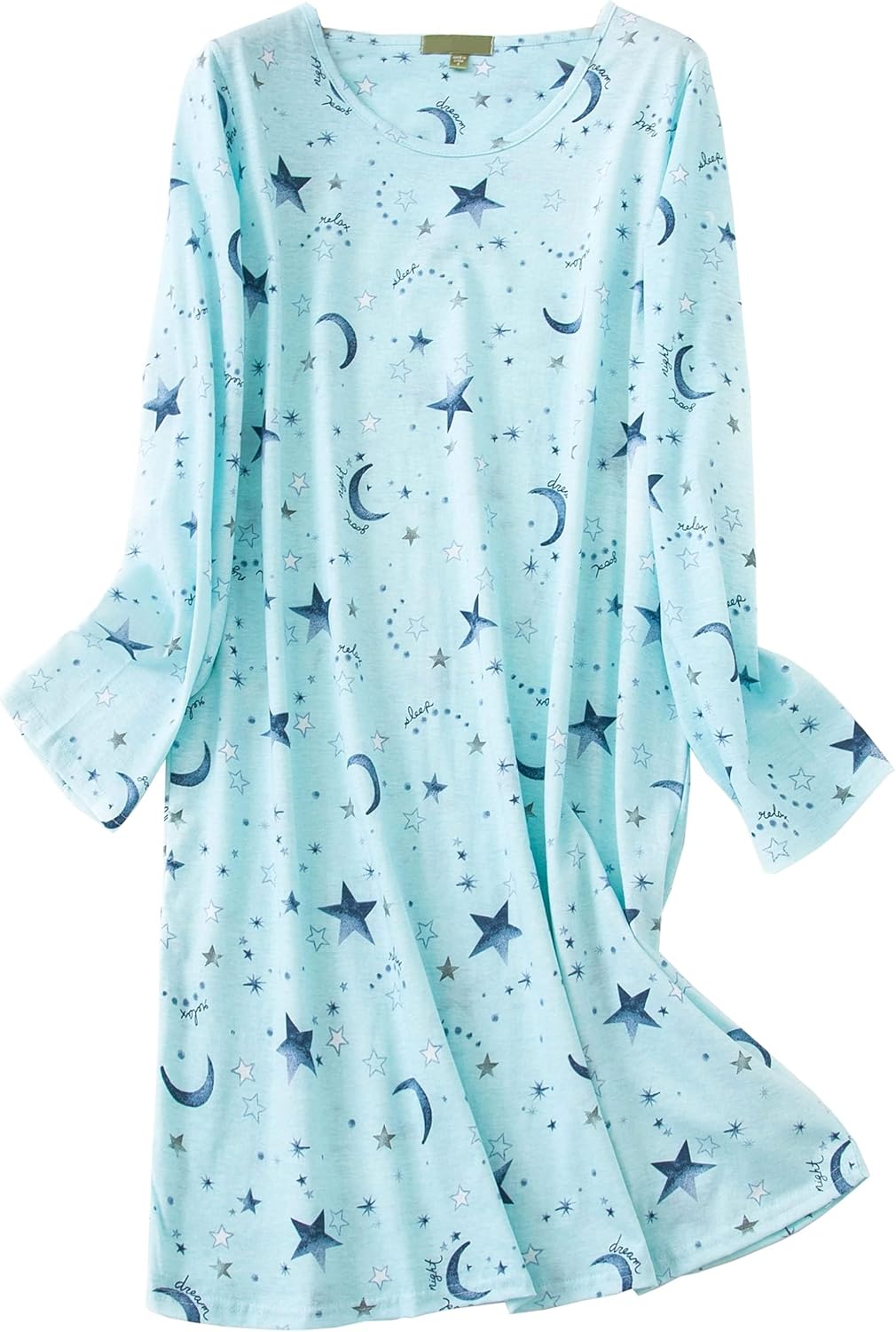 Inadays 3 Pack Women's Cotton Nightgown Sleepwear Long Sleeves Nightshirt Fun Print Sleepdress Loose Comfy Sleepshirts - Image 4