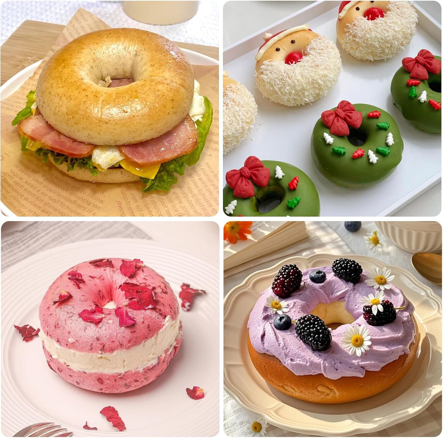 Silicone Doughnut Molds for Air Fryer, Set of 2, 8-Cavity Non-Stick Donut Pans with Carrying Handle, Doughnut Bagel Baking Tin for Muffins Cake, Dishwasher Safe, Grey - Image 7