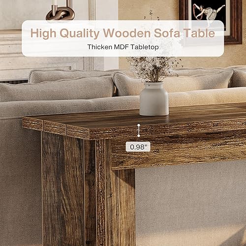 Miniatura 4 de Tribesigns Mesa consola de sofá de 70.9 pulgadas, mesa de entrada extra larga de madera con mesa ampliada, consola de granja detrás del sofá con