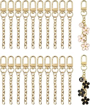 NCIWAN 20 PCS Keychain Making Kit Swivel Snap Hook Lobster Claw Clasps and Extender Chain Gold Metal Keychain Clips with Key Ring Bulk for DIY Craft Supplies Jewelry Key Chain Bags Accessories Gift